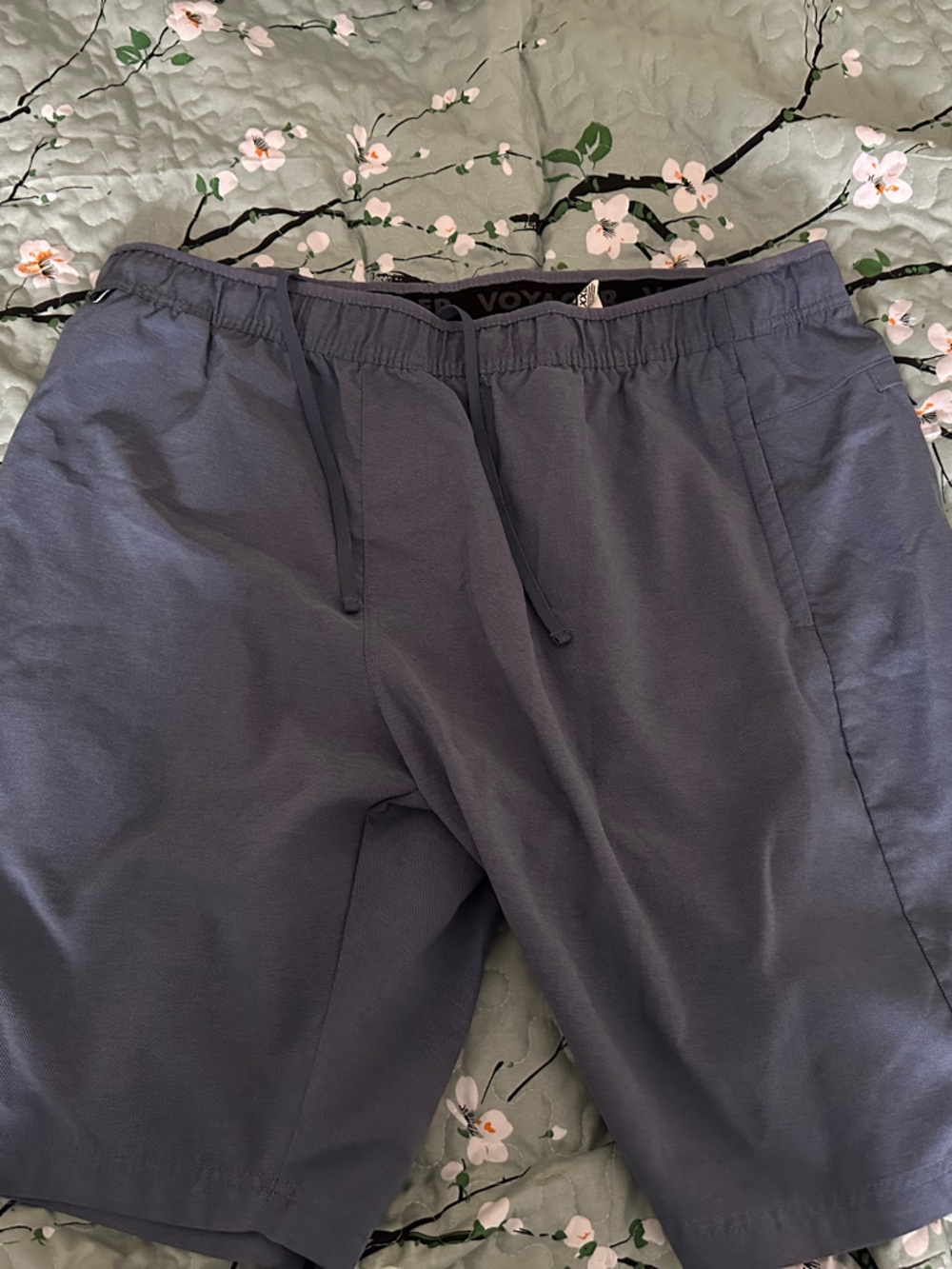 Voyager Men’s Casual Elastic Waist Drawstring Shorts in Slate Blue
